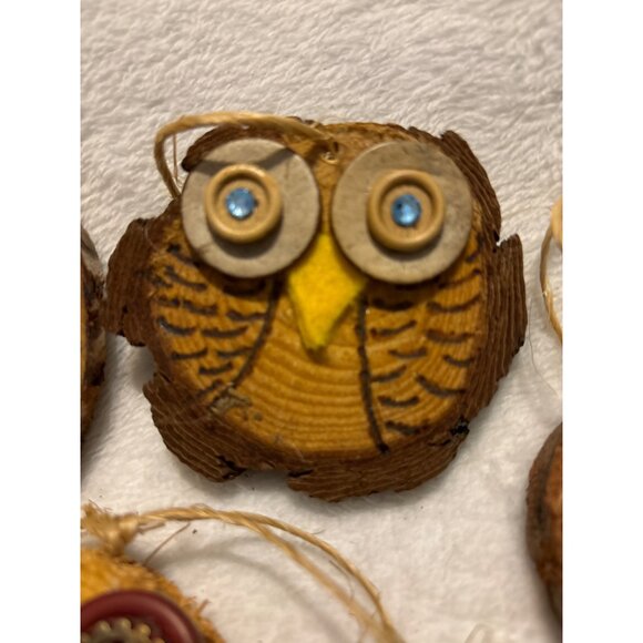 Wooden Owl Ornaments set 6 souvenir Christmas Hand crafted Route 66 TX Holiday - Picture 7 of 11